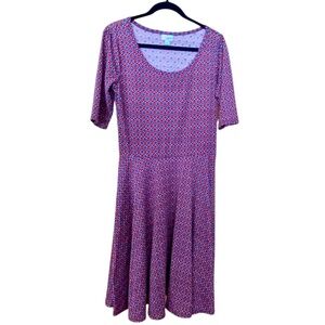LuLaRoe XL Extra Large Midi Dress Geometric Boho Floral Pattern Summer Casual
